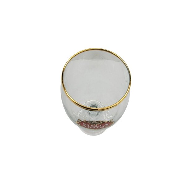 vintage stella artois belgium script clear with gold rim 1/2 pint chalice beer g - Picture 3 of 3